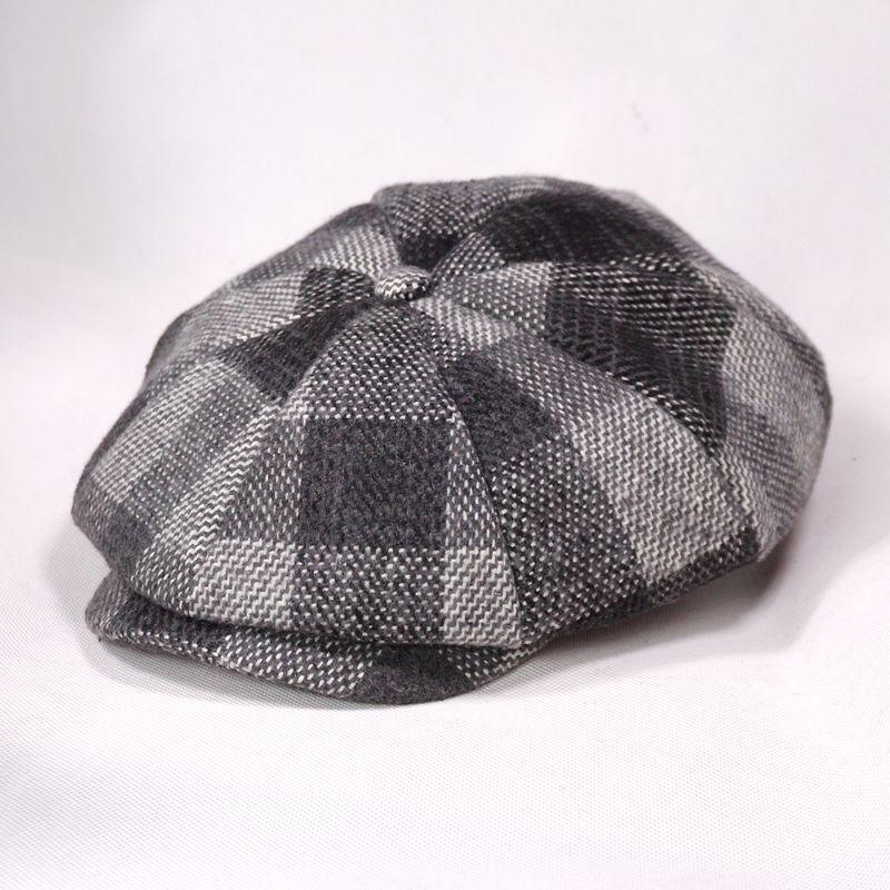 

Autumn Plaid Octagonal Hat Mem Wool Beret Dad Felt Ivy Cap Man Big Size Newsboy Caps Tweed XL Large Curve Flap 8 Panel Cap XL XXL 60-62m сірий колір