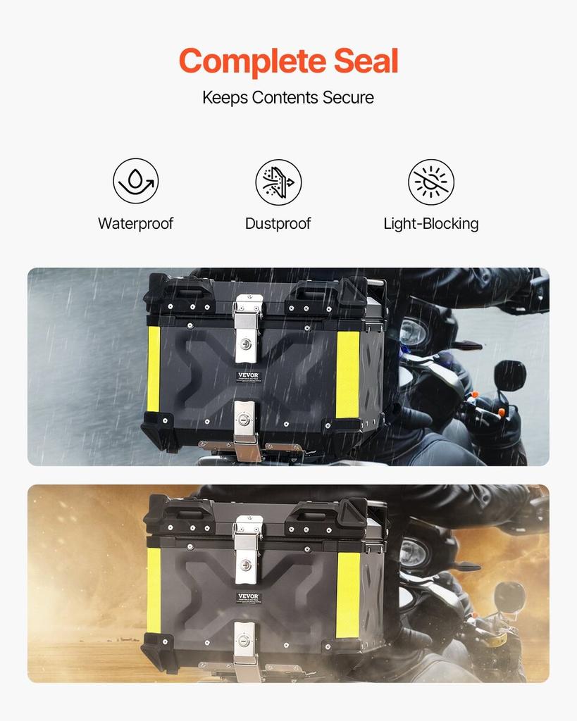 55L Motorcycle Top Case Universal Motorbike Tail Box with Leather Lining