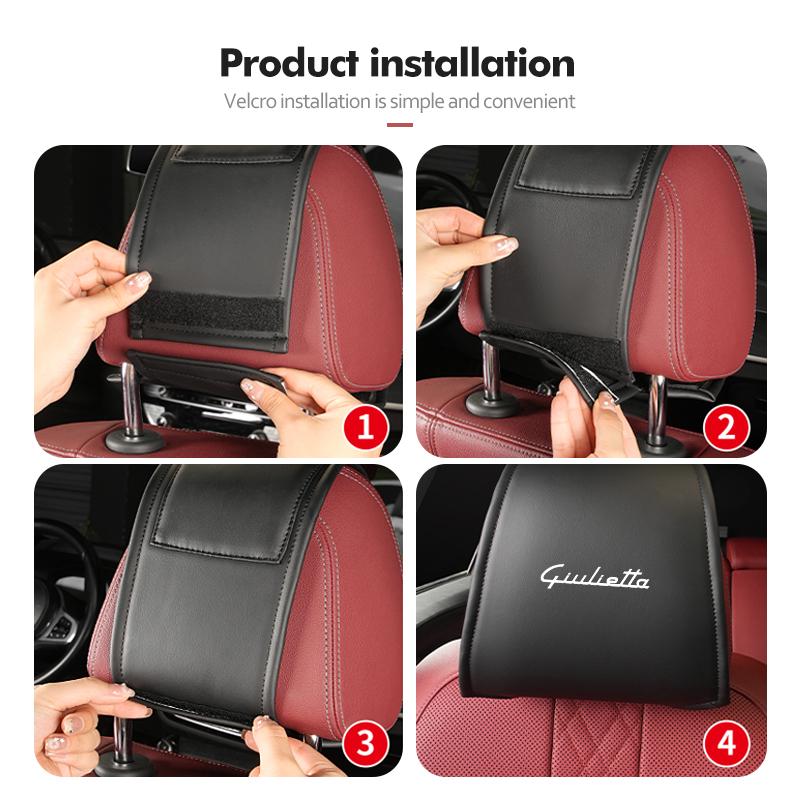 For Alfa Romeo Car Styling Headrest Case Anti-Dirty Dustproof Protective Cover GT Stelvio F1 Brera Volante Tonale Gloria Disco