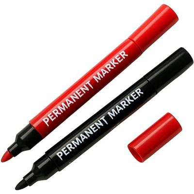 Set of 2 Red and Black Permanent Markers for Writing and Marking On Any Surface
