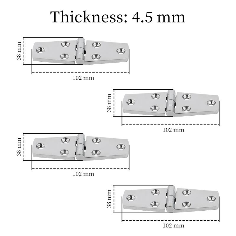 

4PCS Stainless Steel Cast Door Strap Hinge with 6 Holes Mirror Polishing Marine Hinges Boat Hardware Parts Hinges-38X102MM 102x38mm X 4pcs