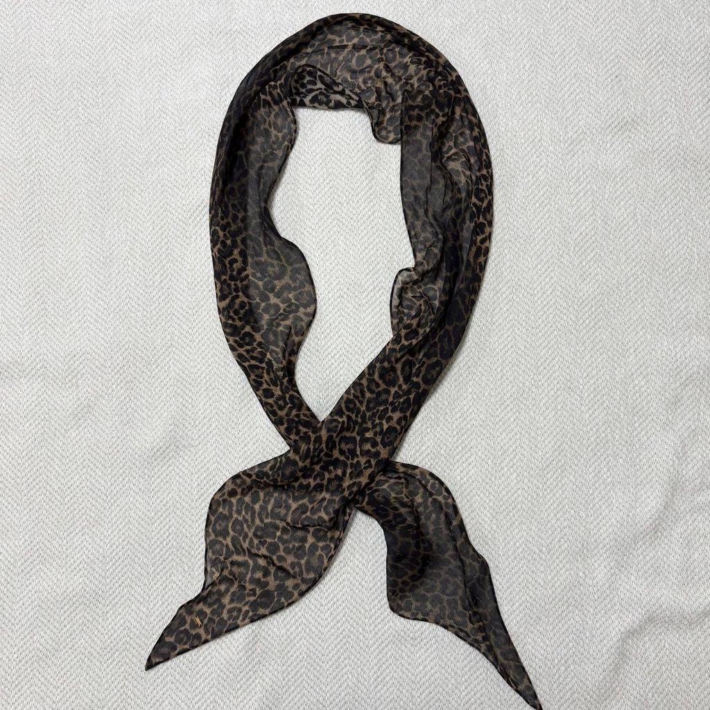 Used [Rare] SAINT LAURENT Hedi Era Leopard Silk Scarf Stole