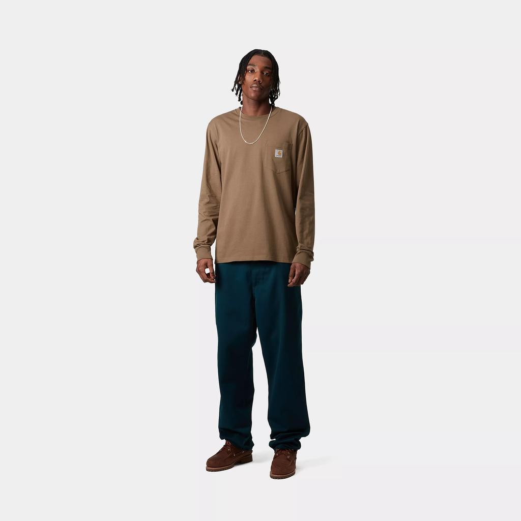 Carhartt WIP SS25 L/S Pocket T-Shirt With Logo Print Men T-Shirts Brown I030437-2LT-XX