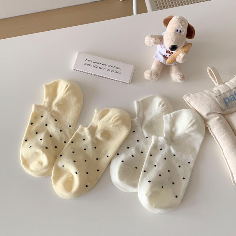 Seasonal Shallow Mouth Boat Socks Solid Color Polka Dots Do Not Fall Off The Heel Invisible Socks