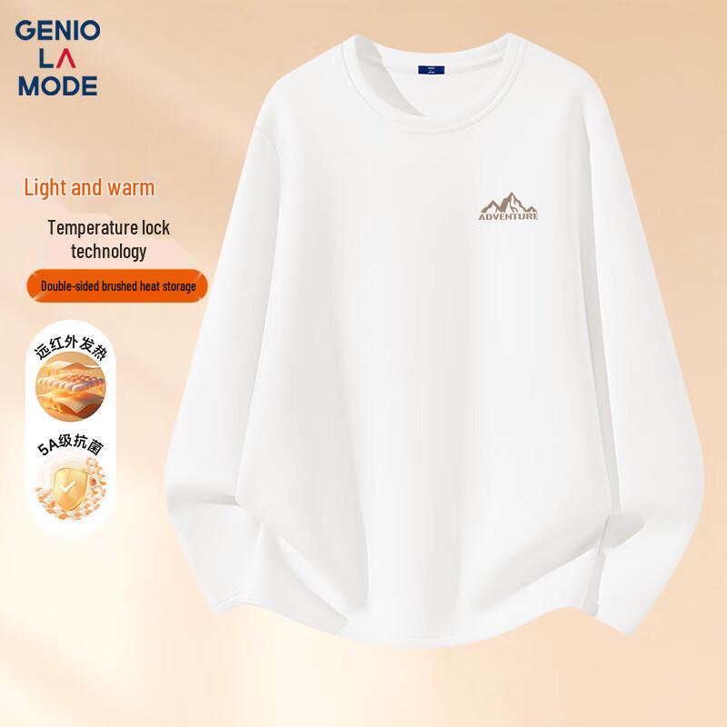 GENIOLAMODE Men's Fleece-Lined Round Neck Long Sleeve T-Shirt