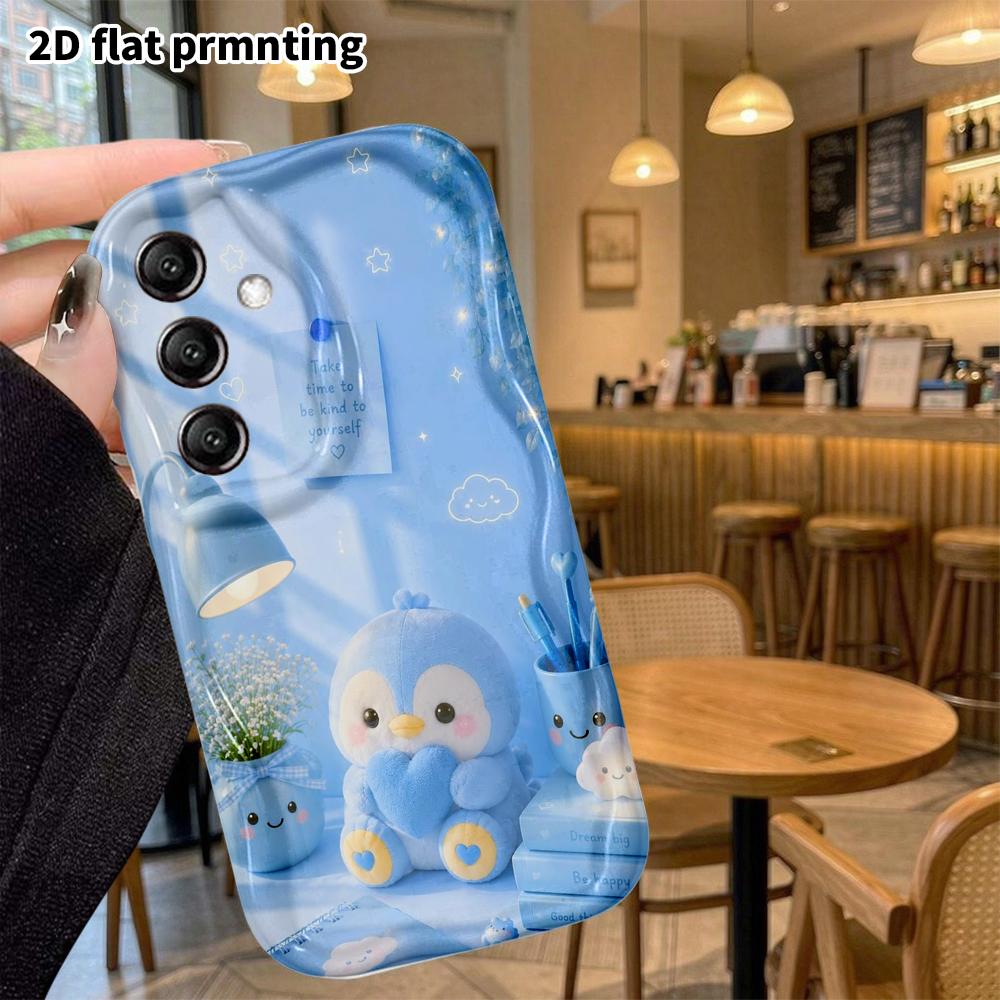 Phone case: 2D flat design, suitable for Samsung Galaxy A34 A35 M05 M06 S20 S22 S21 FE Plus 5G protective case, light blue desk, perfect Christmas and
