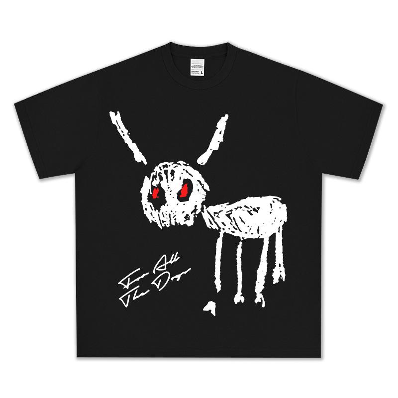 Vintage gewaschenes Drake Hip Hop Print Schweres Baumwoll-T-Shirt mit Rundhalsausschnitt M white