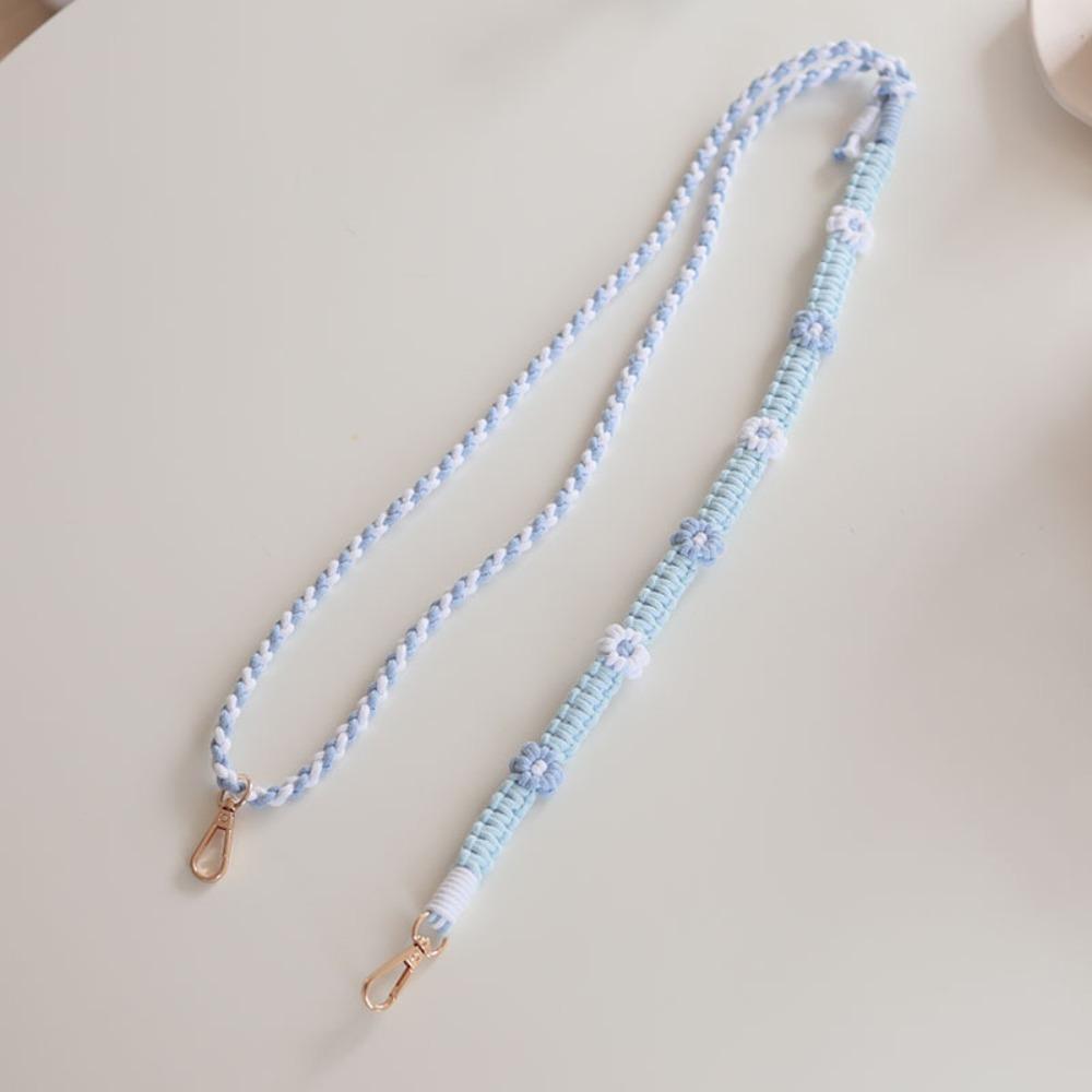 

Плетеный шнурок для мобильного телефона с цветком маргаритки, шейный ремешок, корейский стиль, ремешок для телефона синий