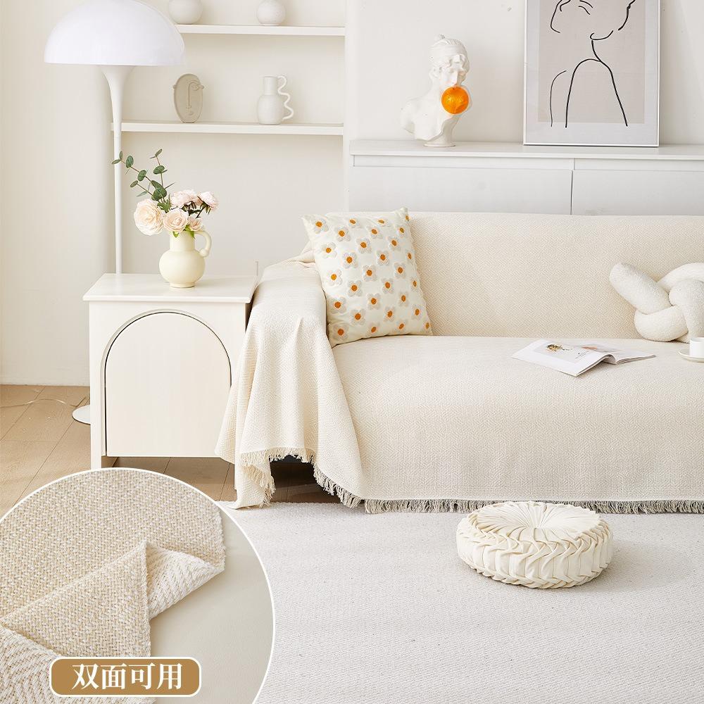 Cream Style Sofa Cover Full Coverage Universal All Season Couch Blanket for Picnic Camping