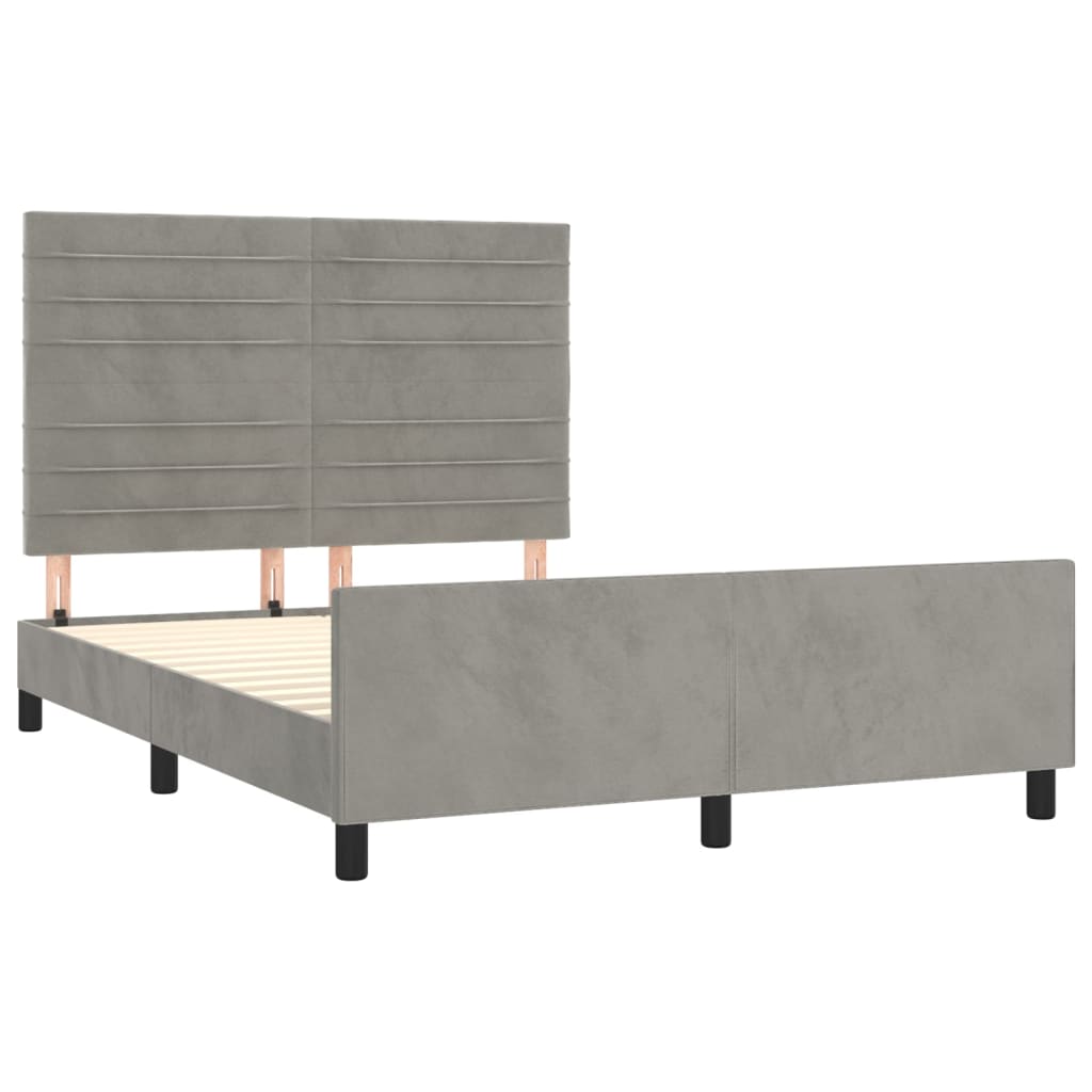 vidaXL Bettgestell ohne Matratze Hellgrau 140x200 cm Samt