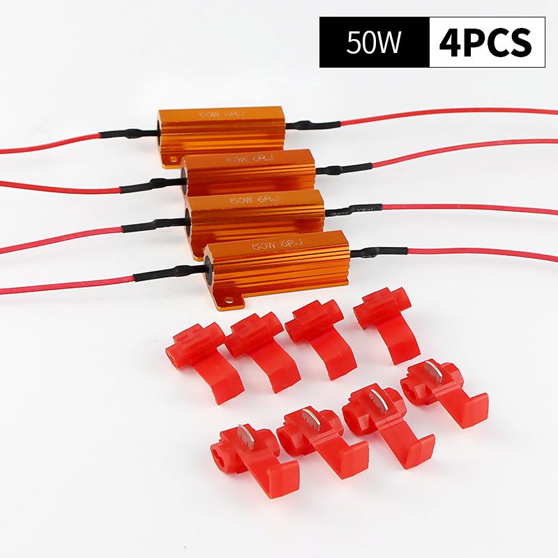 2PCS/4PCS 6ohm 50W Load Resistor Canbus Anti-Flashing Decoder For LED Bulb Daytime Running Reverse Turn Signal Fog Lights Lamp