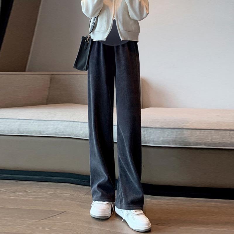 Maternity pants wide-leg pants spring and autumn wear loose belly support pants pregnancy straight pants casual and thin maternity wear