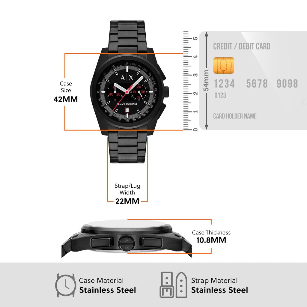 Armani Watch AX2864 Black [AX Exchange] Men's