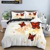 Butterfly Duvet Cover King Queen Size Animal Floral Bedding Set for Teens Adults Beautiful Flower 23pcs Polyester Quilt Cover