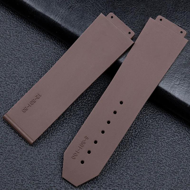 25x19mm Soft Nature Rubber Watchband Convex End For Hublot Strap For Classic Fusion Series Men Strap Fold Buckle Screwdriver