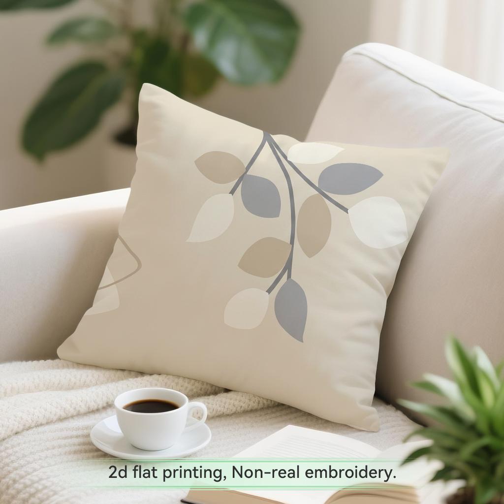 1pcs Beige Floral Leaf Pattern Cushions Pillowcase Polyester Cushion Cover Throw Pillow Pillowcover Home Car Sofa Decor