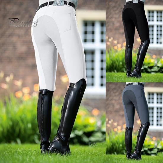 Pantaloni skinny da corsa di cavalli elasticizzati a vita alta da donna