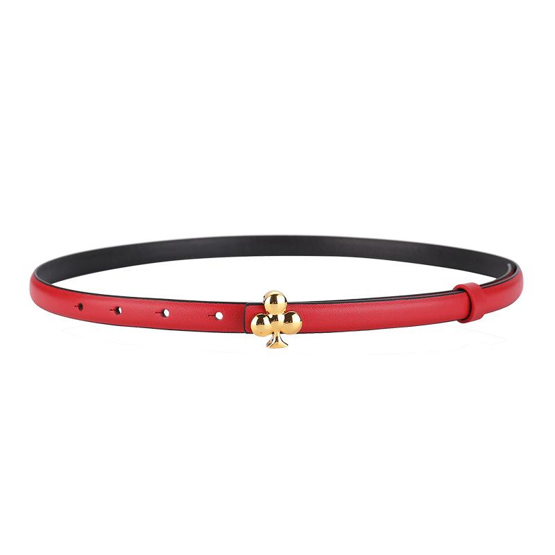 

Meier Top-grain leather women s thin belt with plum blossom decoration and jeans trousers belt червоний