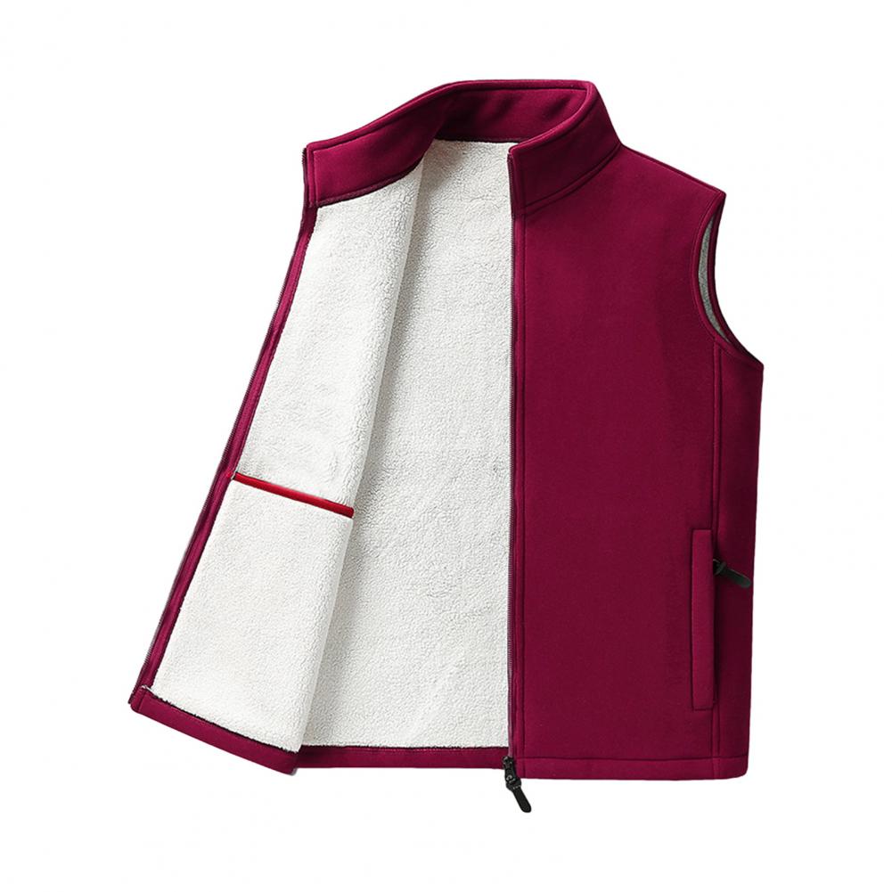 

Жилет-пальто из поларфлиса с воротником-стойкой, без рукавов, с внутренней бархатной подкладкой, на молнии, с карманами, теплоизоляционный, практичный M красный