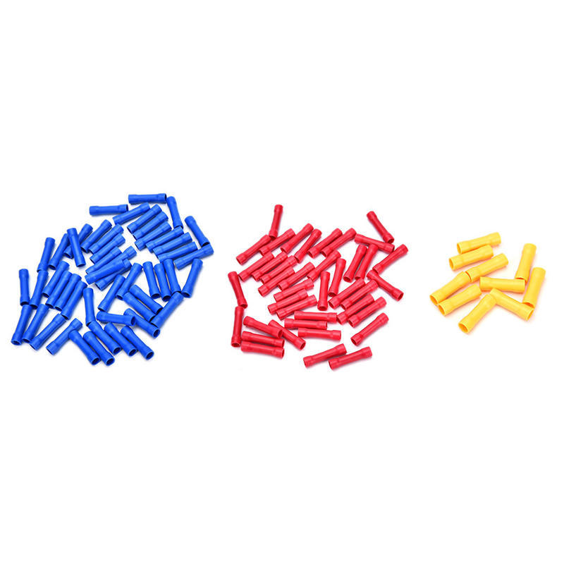 100Pcs Insulated Terminal Butt Connector Electrical Automotive Cable Wire Crimp