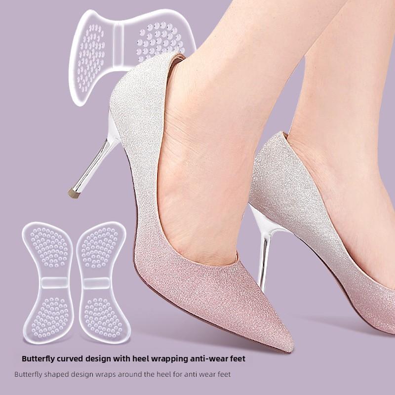 GEL Butterfly Heel Sticker Soft Anti-wear  Invisible Sticker Particle Massage Shock Absorption Self-adhesive Adjustment Code Half Size Pad