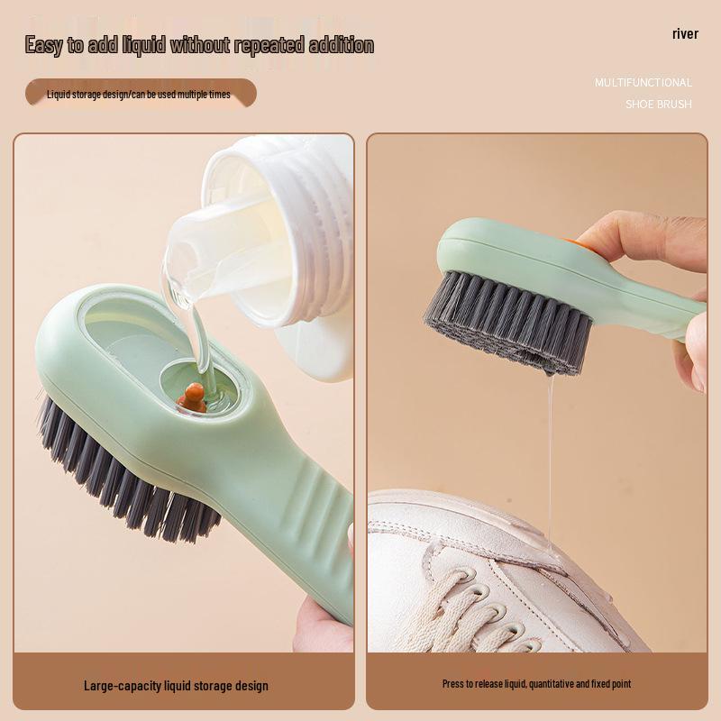 Multifunctional Shoe Brush with Soft Bristles - Liquid Add-On for Safe, Effective Cleaning