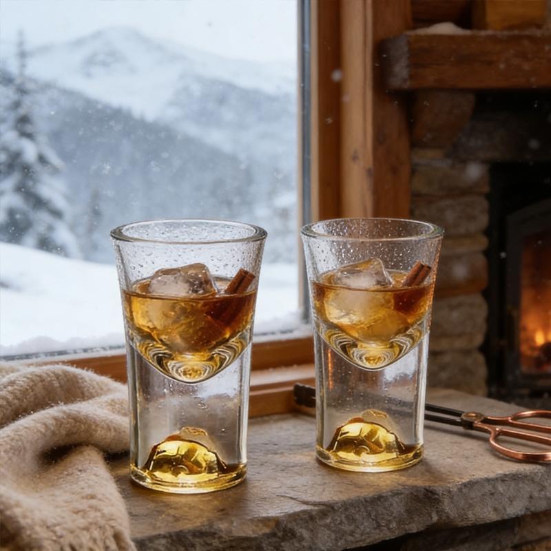 2pcs High End Gold Baijiu Cup Thick Glass Strong Wine Glass Chinese Style Drinking Utensils Suitable for New Year Gift Giving
