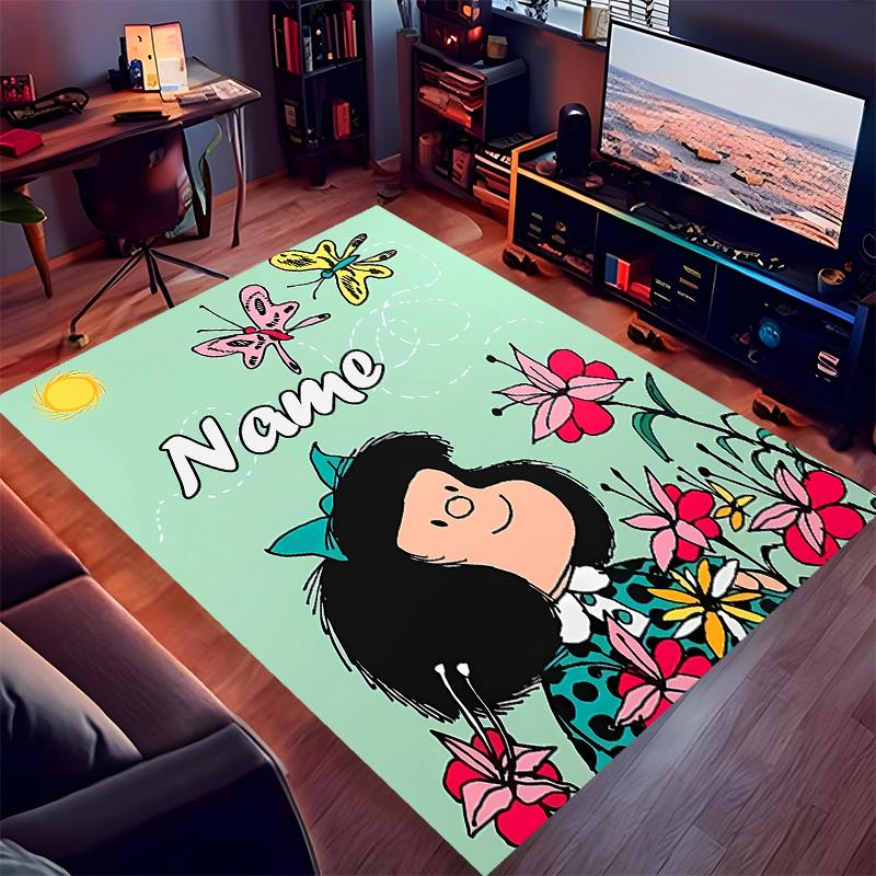 Custom Personalization Mafalda Print Area Rug - Soft, Washable Non-Slip Indoor Mat,Living Room,Home&Office Decorative Rug