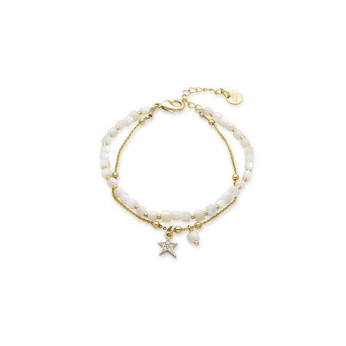 Bracelet - Luxenter - Uona - Nacre blanche - Or jaune 18K - 16 cm + 3,5 cm d'extension