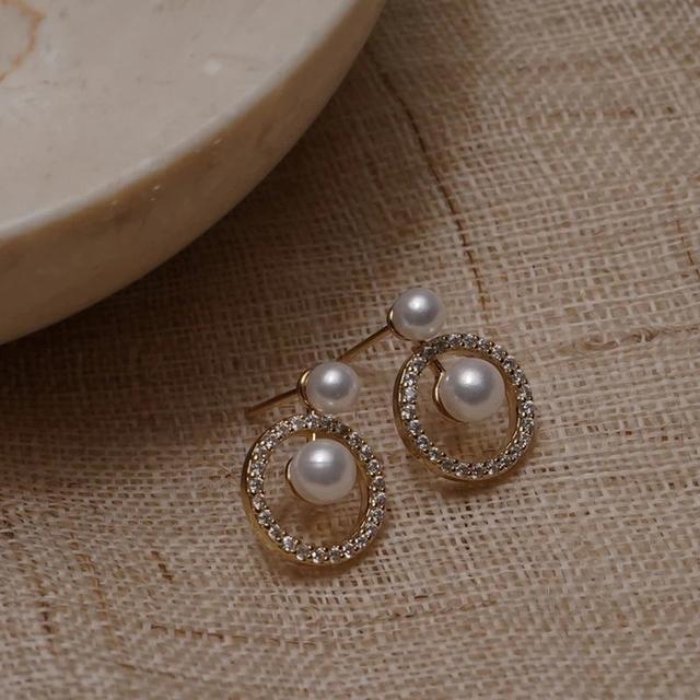 

Upscale 14k Gold Jewelry Real Gold Earrings Zircon Pearl Twist Luxury Stud Earrings for Women Brincos Pendientes Bijoux
