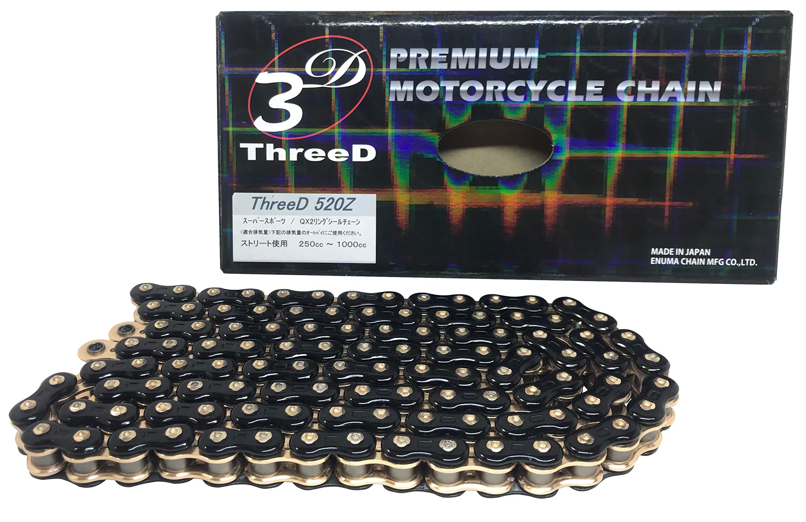

THREED Motorcycle Chain 520Z 110L MLJ QX2 Ring Seal Black/Gold (Caulking Joint)