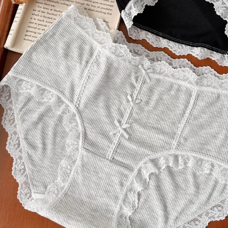 Women Plus Size High Stretch Lace Panties Antibacterial Cotton Crotch Sexy Thin Breathable Triangle Briefs