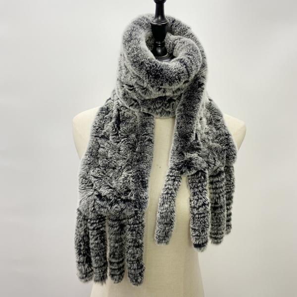 Natural Rabbit Fur Scarf Women Winter Warm Shawls Fashon Plaid Knitted Real Fur Scarves Bufanda Luxury Designer Scarf