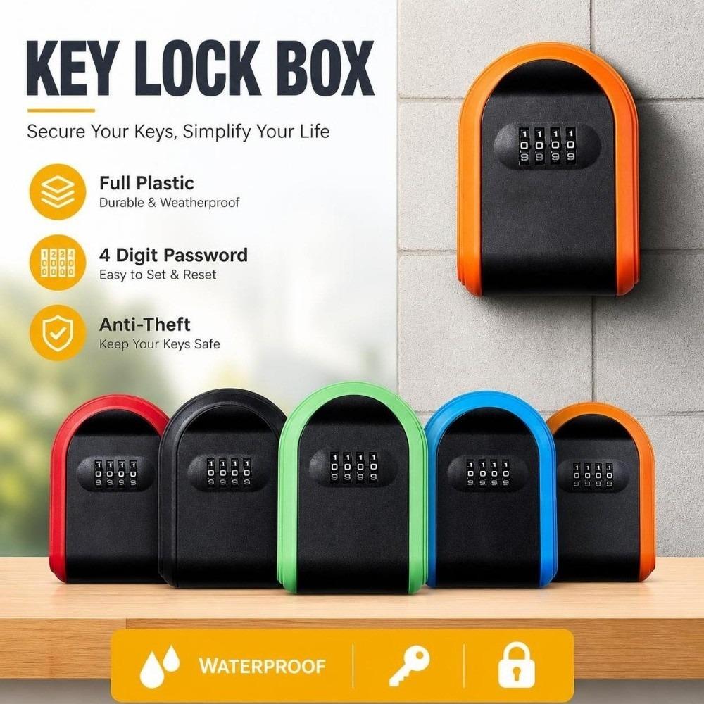 Universal Fit Key Lock Box Full Plastic Key Storage Box Spare Key Password Key Box Apartment