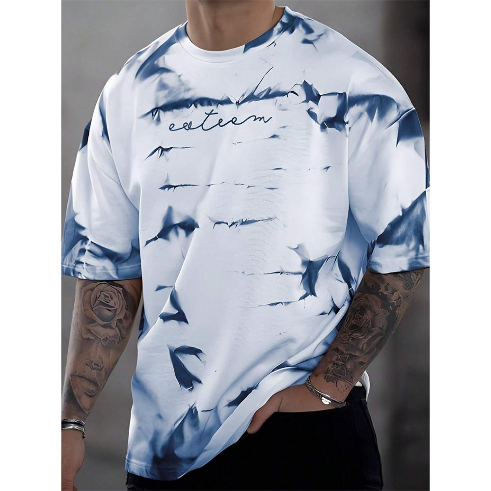 Summer Tie-dye Printed Men's T-shirt Loose Casual Daily Large Size O-Neck Street T-shirt Gym Fitness Short Sleeves T-shirts
