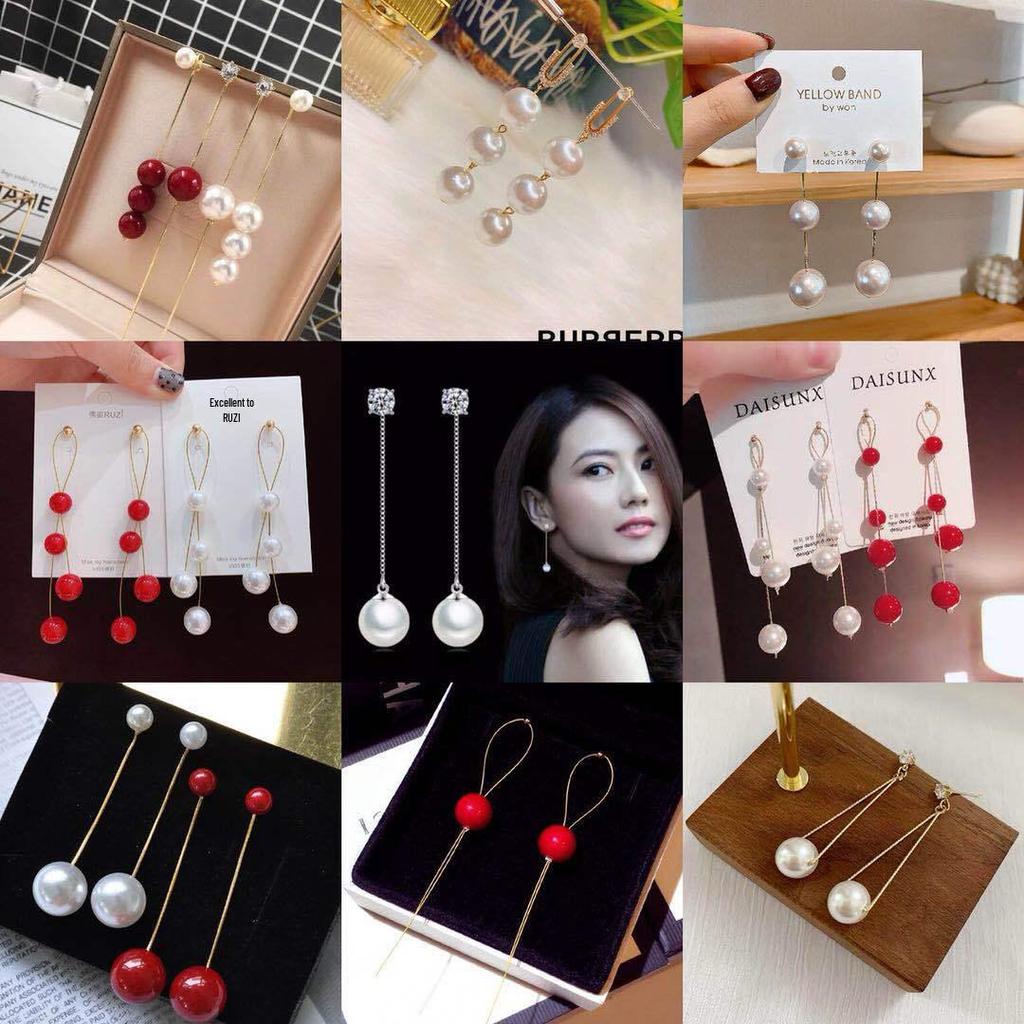 Elegant Korean Dongdaemun Pearl Tassel Stud Earrings - 925 Silver Needle, Color-Preserving Design for Women