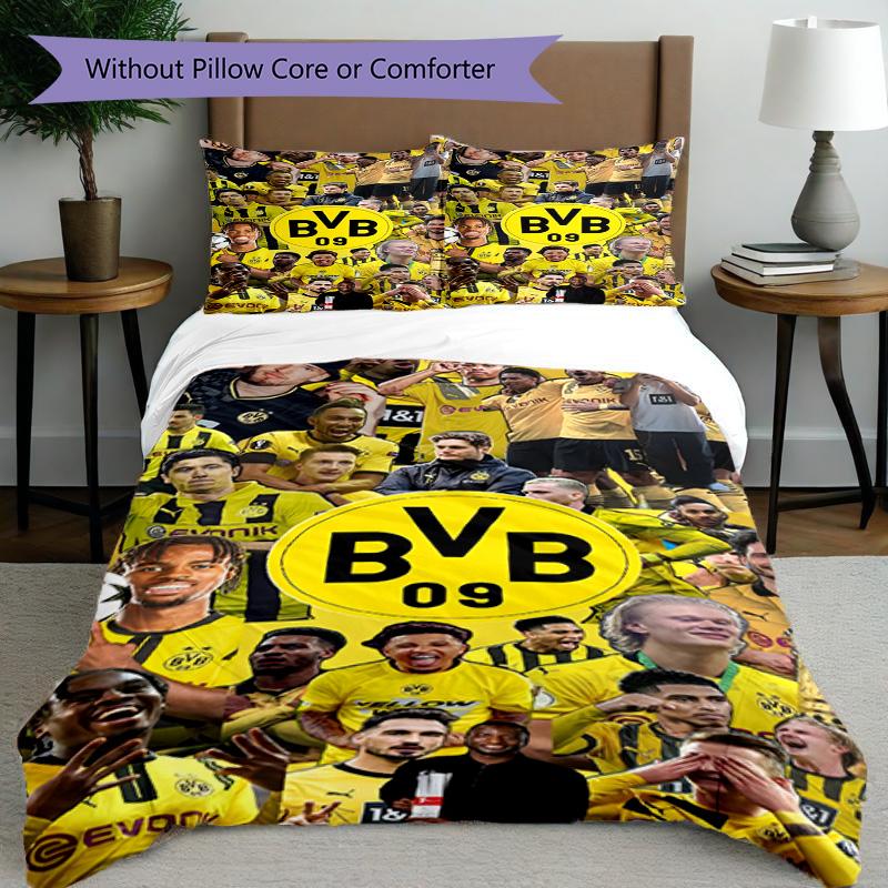 3-teiliges Bettbezug-Set (1 * Bettbezug + 2 * Kissenbezug, ohne Kern), Borussia Dortmund Print Bettwäsche-Set, Schlafzimmer-Dekoration, Ganzjahres, Geburtstagsgeschenk