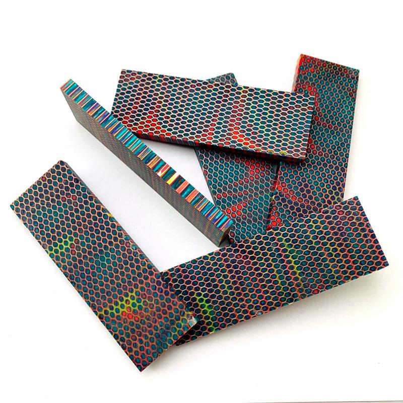 1piece 120x40x8mm C-Tek Resin Material for DIY Knife Handle Material Plate Snake Grain Honeycomb Pattern Knife Handle Patch Material