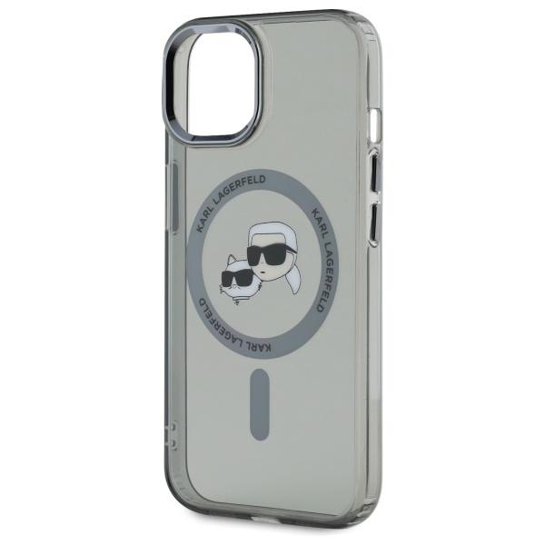 Karl Lagerfeld Klhmp15Shlskck Iphone 15  6.1 Czarny/Black Hardcase Iml Metal Karl&Choupette Head Magsafe