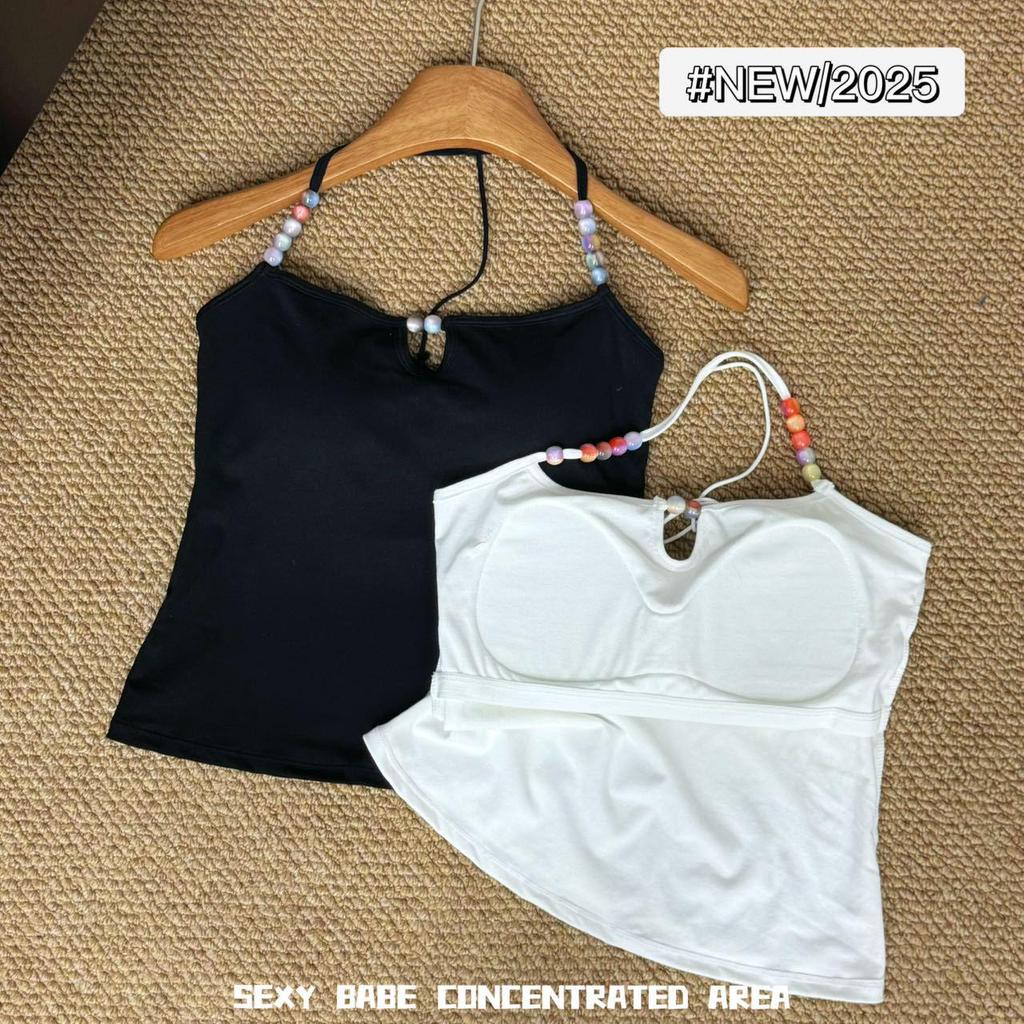 Purple Beaded Halter Tank Top - Women's Sexy Open Back Summer Style
