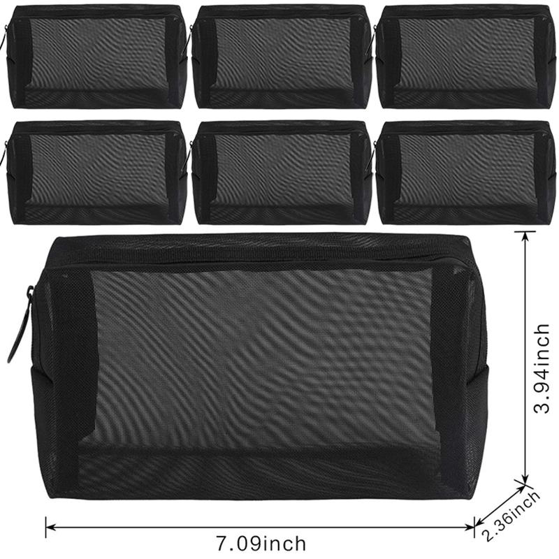 Wholesale Black Mesh Toiletry Bags Travel Makeup Bag Small Large Case Organizer Cosmetic Cases Toiletries Storage Handbag Pouch