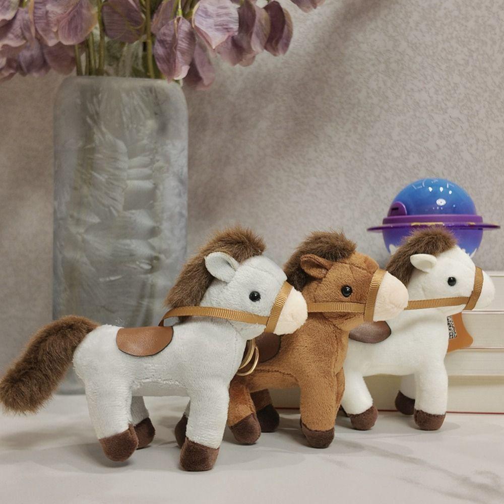 Chinese Style Cartoon Animal Stuffed Doll PP Cotton Chinese Horse Plush Keyring  Birthday Gift
