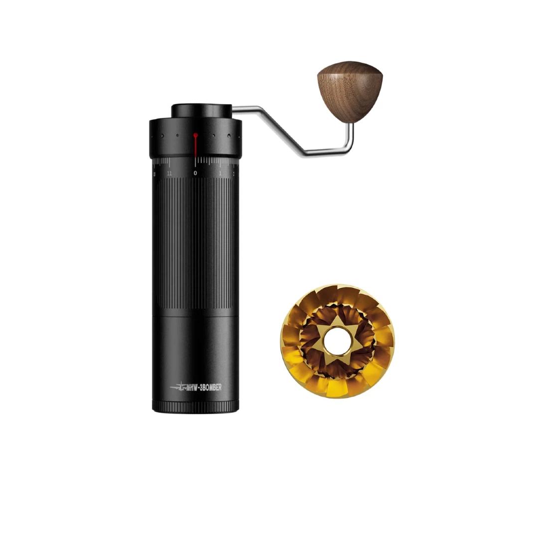 Casa Mart Black Mhw-3Bomber Blade R3 Pro Coffee Grinder, Hand-Cranked Manual Coffee Bean Grinding Machine, Titanium-Coated