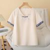 B1 Plus Size Women's Ethnic V-Neck Short Sleeve Cotton Linen Shirt - Summer 2026 Arrivals