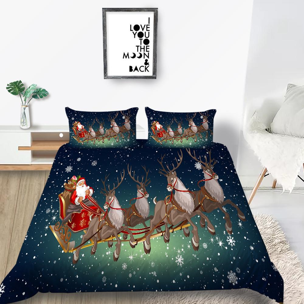 Bettwäscheset, neue Tagesdecke, 3D-Weihnachtsdekoration, Familienschlafzimmer, Einzelbett, Doppelbett, volle Größe, Steppdecke und Kissenbezug, Mikrofaser