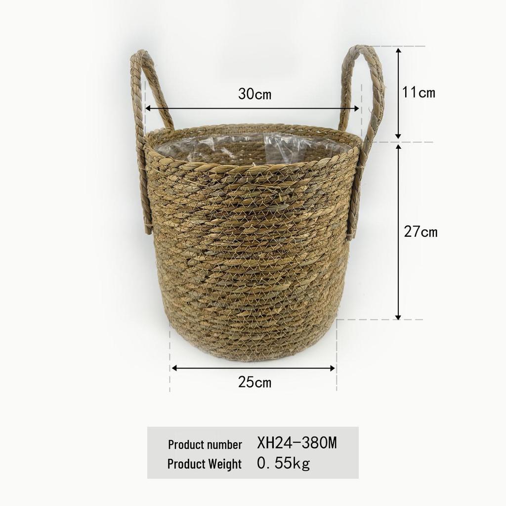 Handcrafted Straw Rope Indoor Plant Basket with Liner