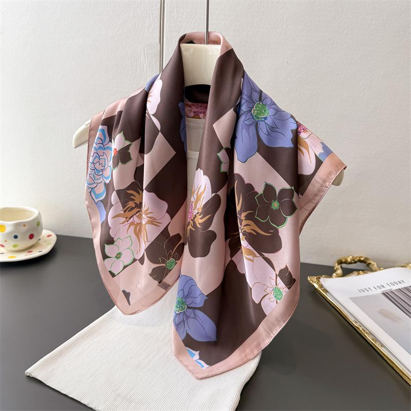 New ethnic- border printed imitation silk square scarf shawl neckerchief high-end neck-tie small square scarf silk