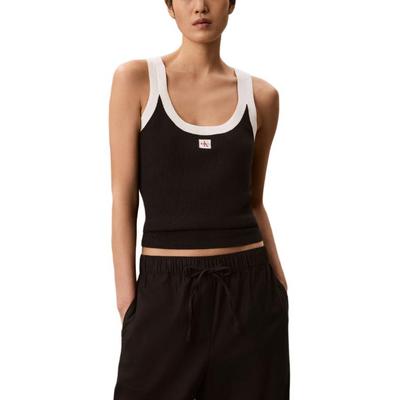 Logo Round Neck Woven Sleeveless Top Women Tops 47G307G-UB1