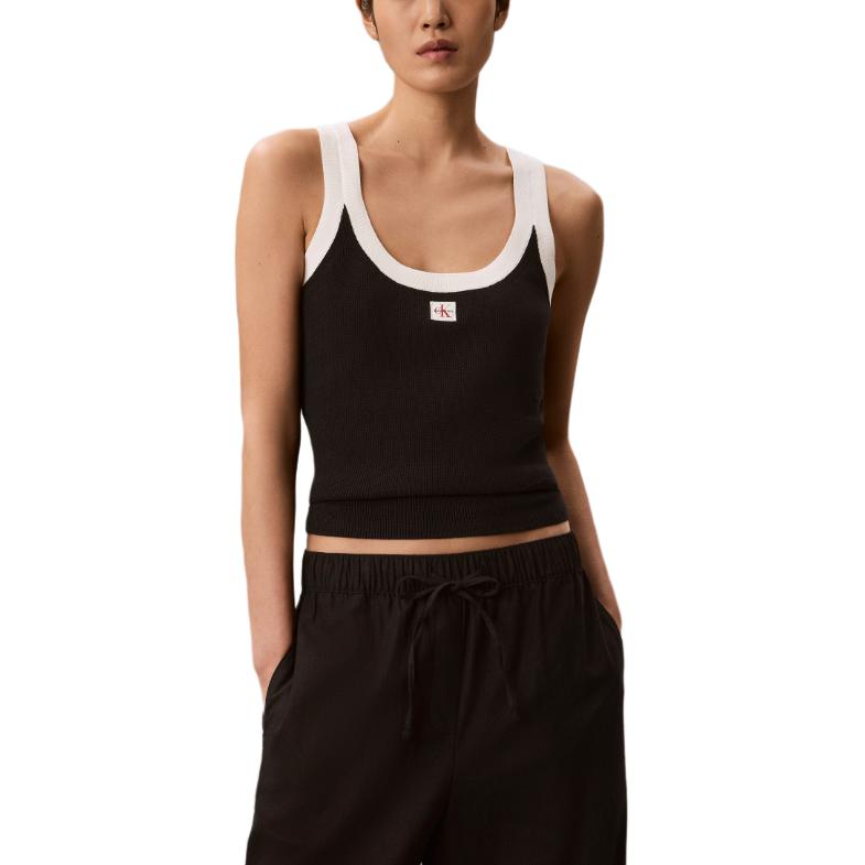 

Calvin Klein Logo Round Neck Woven Sleeveless Top Women tops 47G307G-UB1 XS