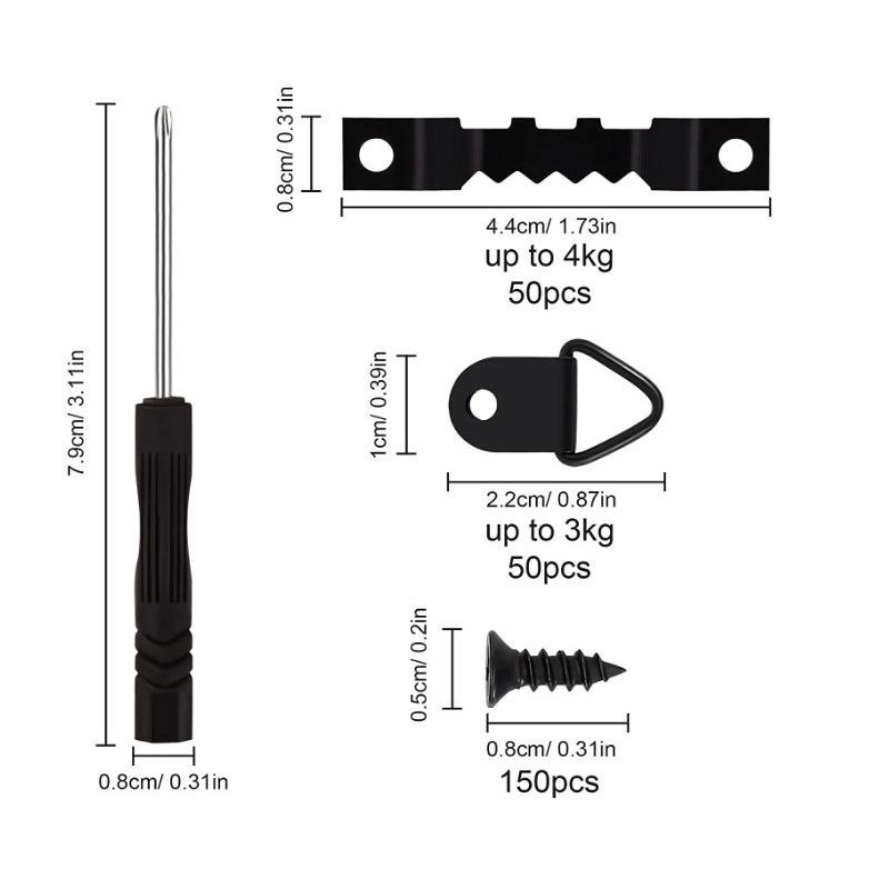 252PCS Wooden Wall Hook Combination Metal Photo Frame Nail Clothes Bag Traceless Nail Hook
